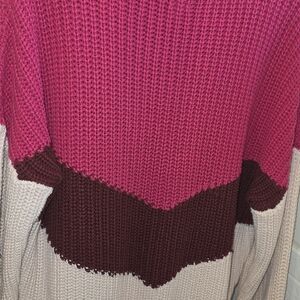 Guess Colorblock Sweater - Pink, Brown, Cream